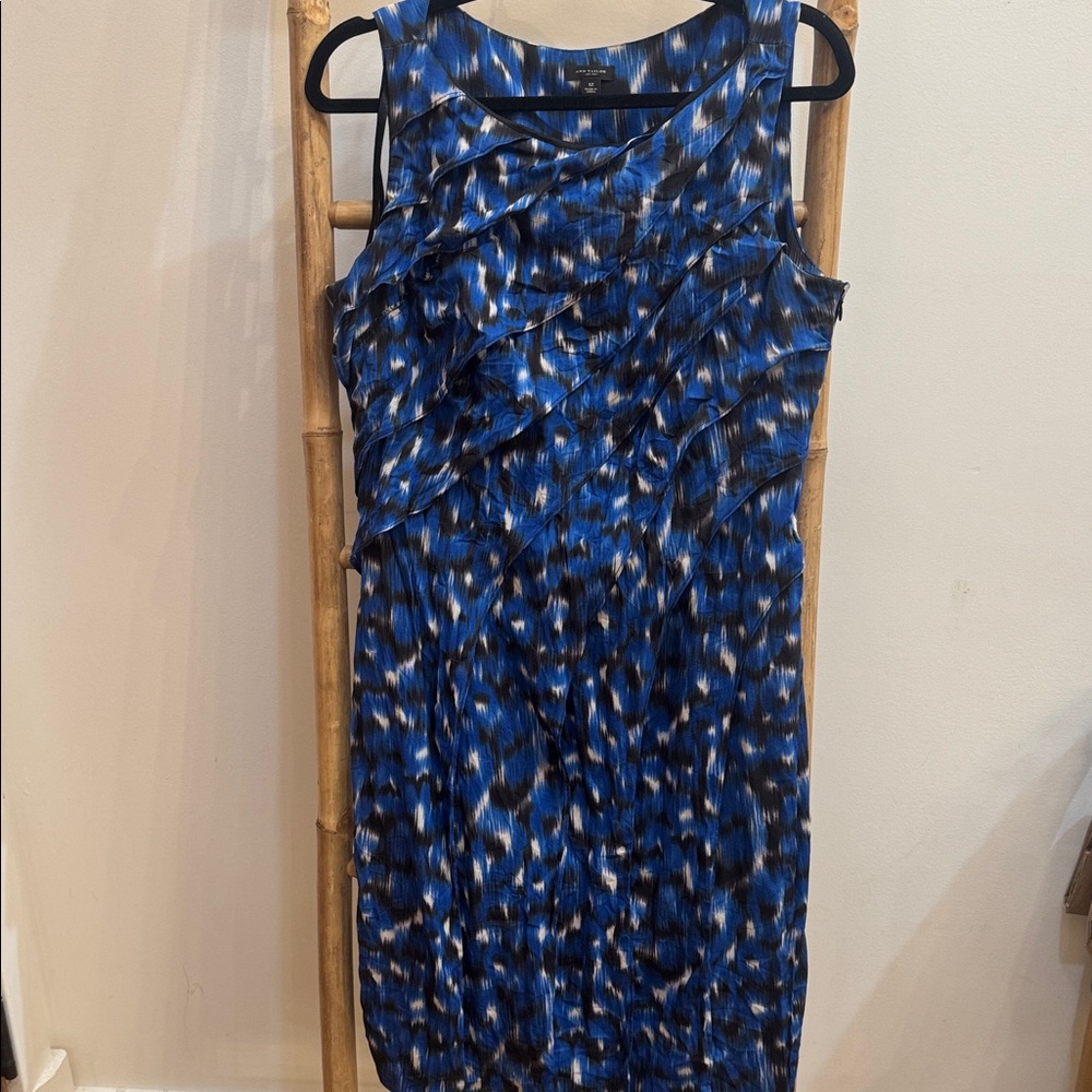 Ann Taylor Blue and Black Abstract Dress